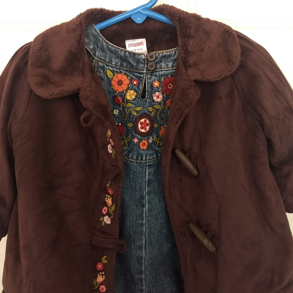 Gymboree Denim Overalls 6-12 Mo Romper & Jacket - Picture 3 of 12